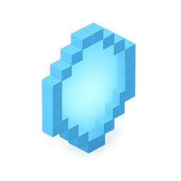 Shield power-up — a glowing voxel shield
