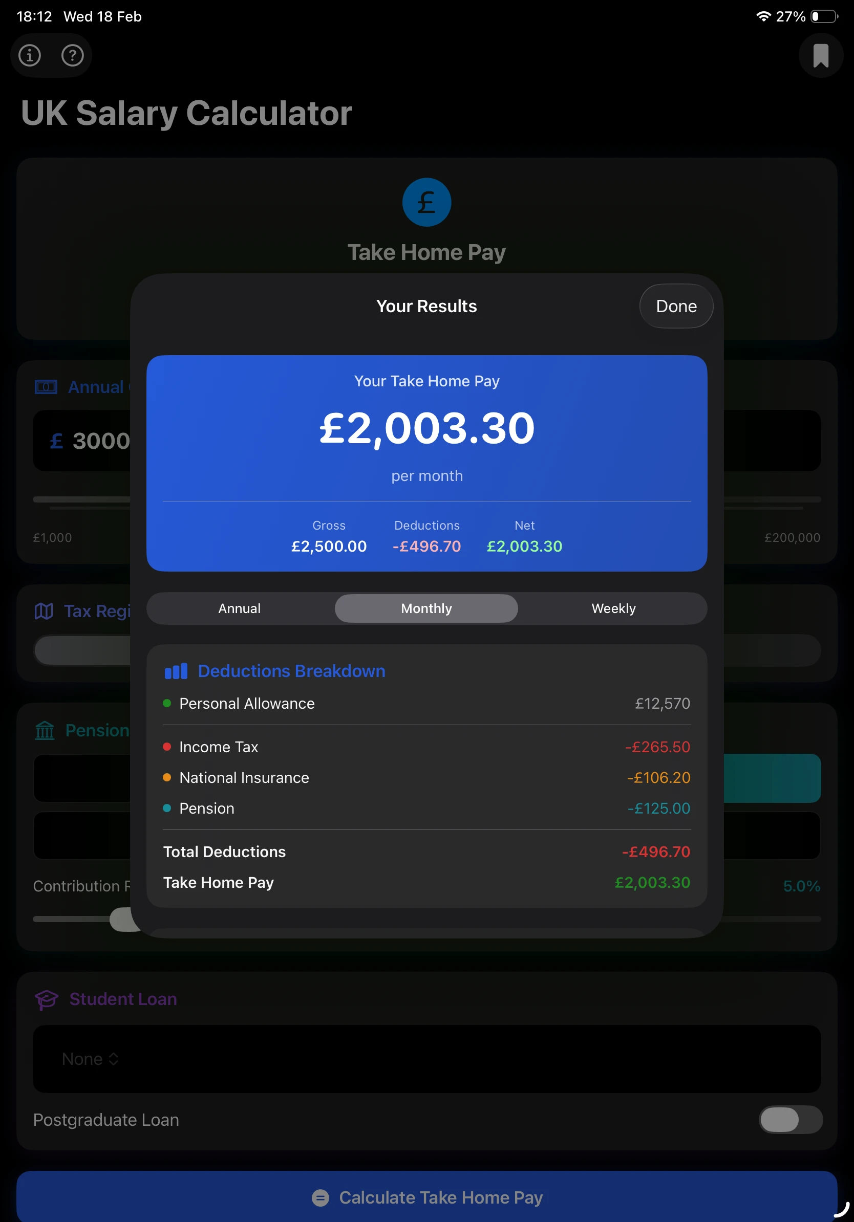 iPad - Results Dark Mode
