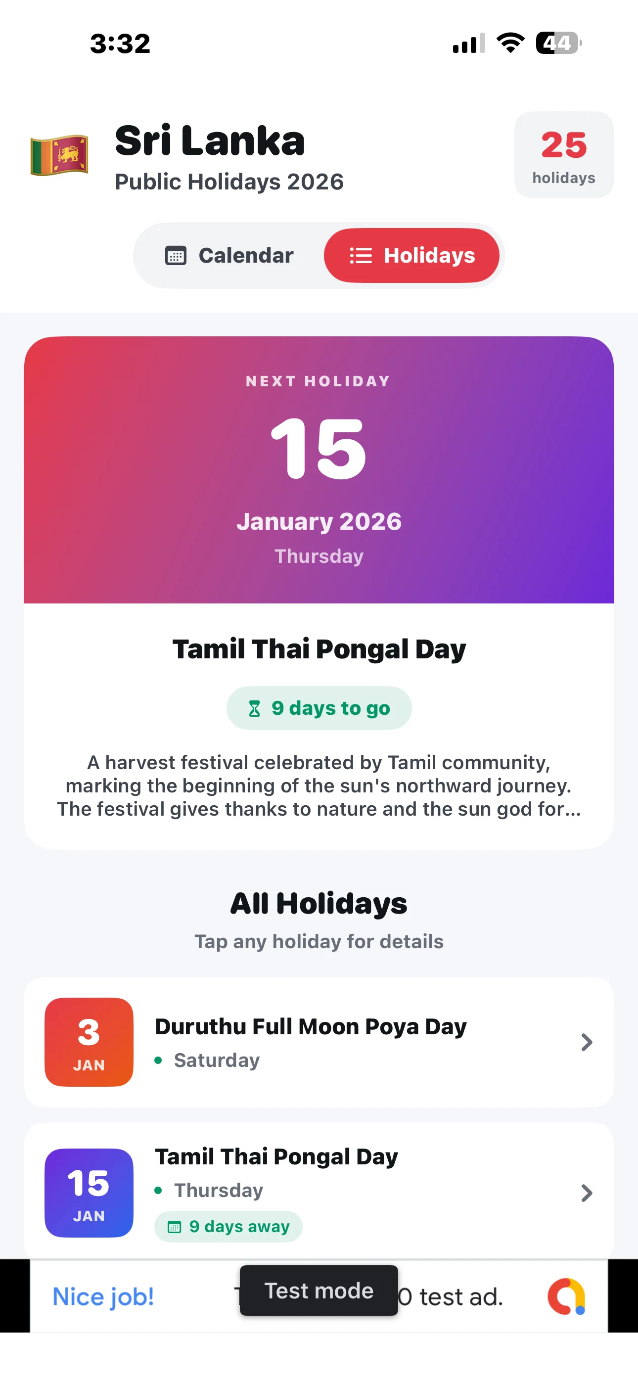 Calendar View - Light Mode