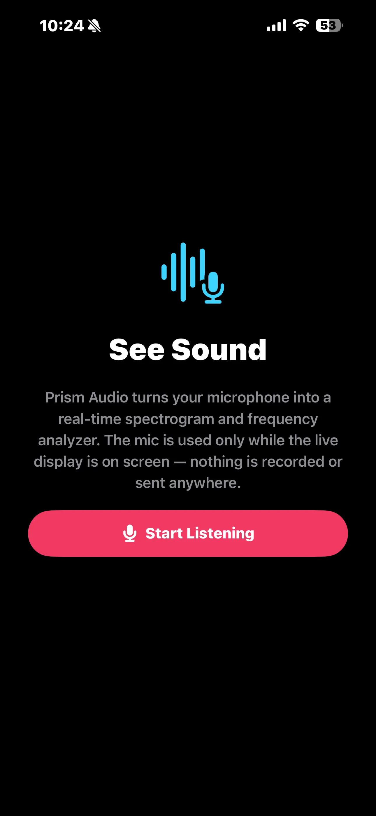 See Sound — start screen with Start Listening button