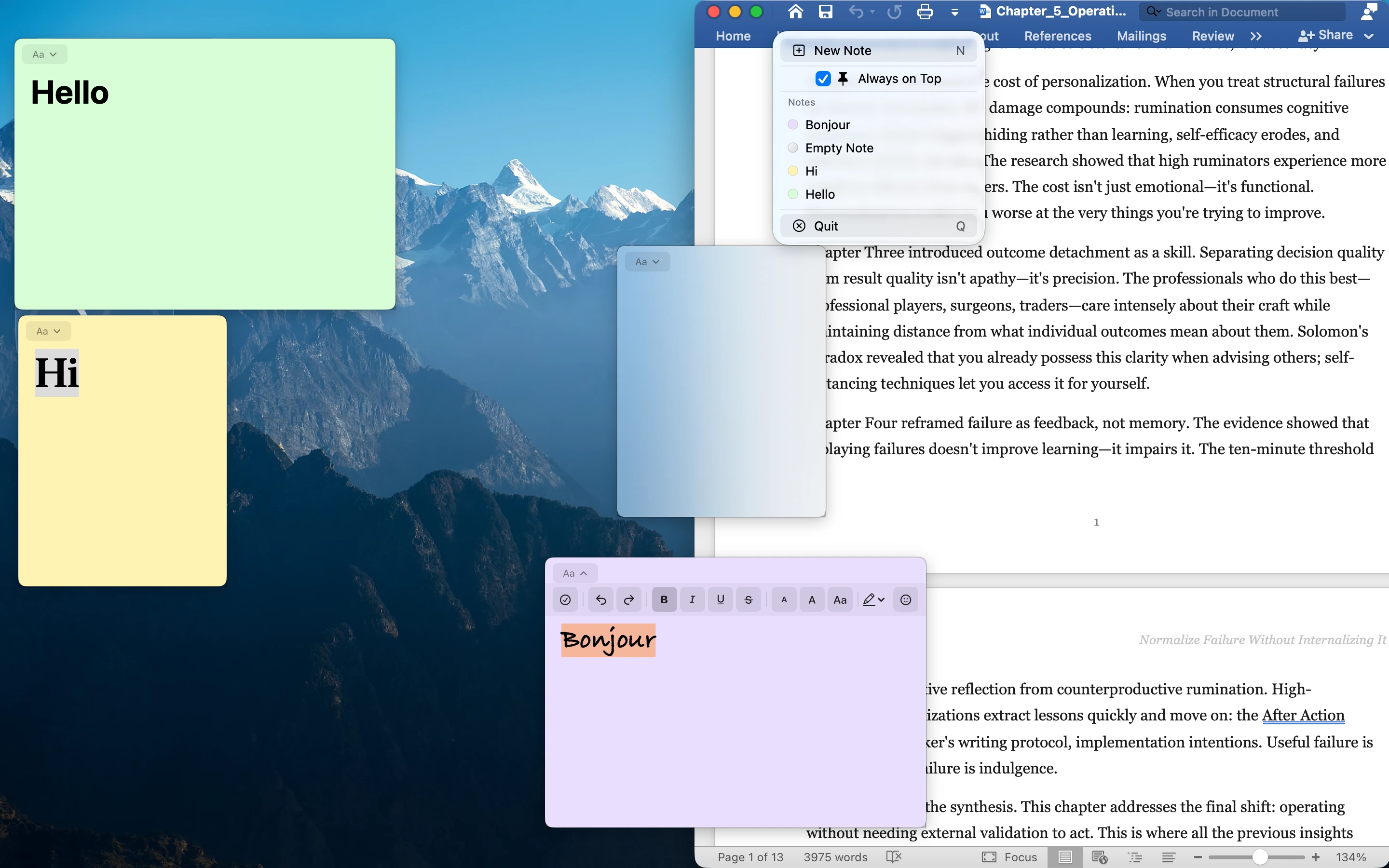 Nano Sticky Menu and Always on Top