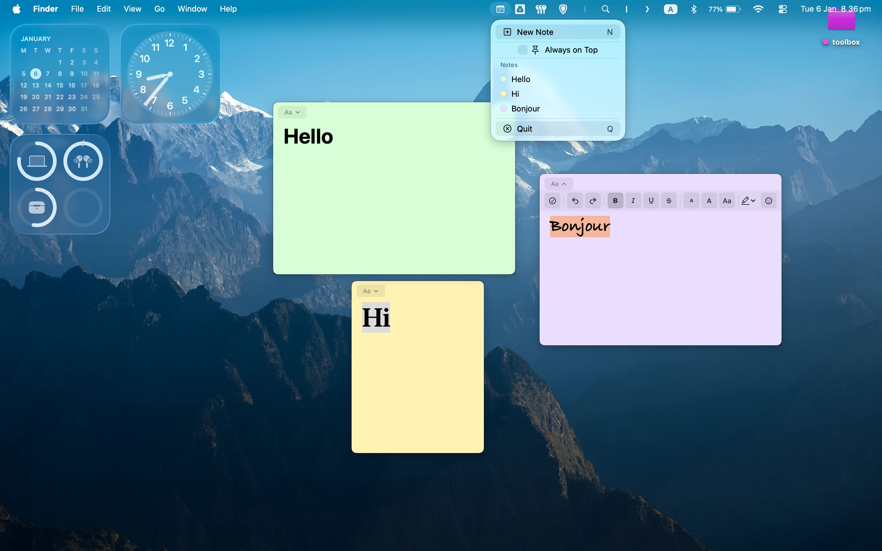 Nano Sticky Desktop Widgets