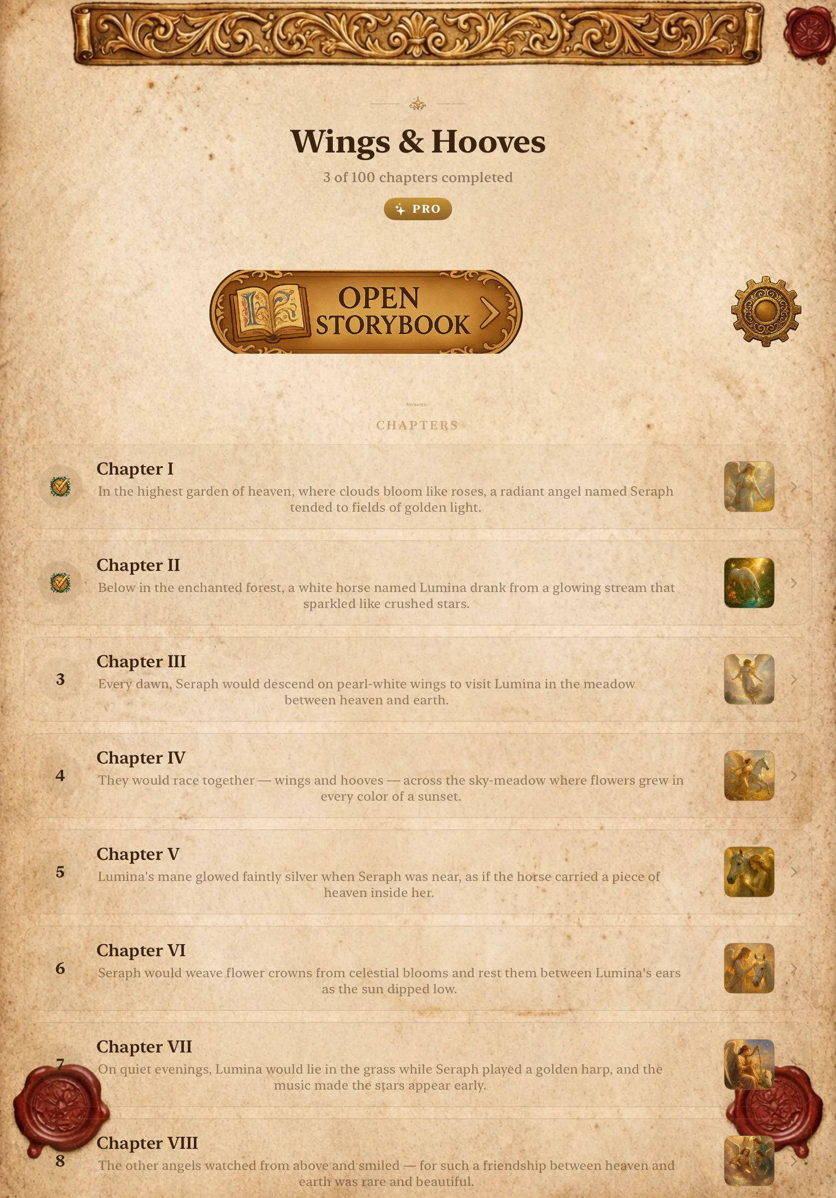 iPad chapter list start of book