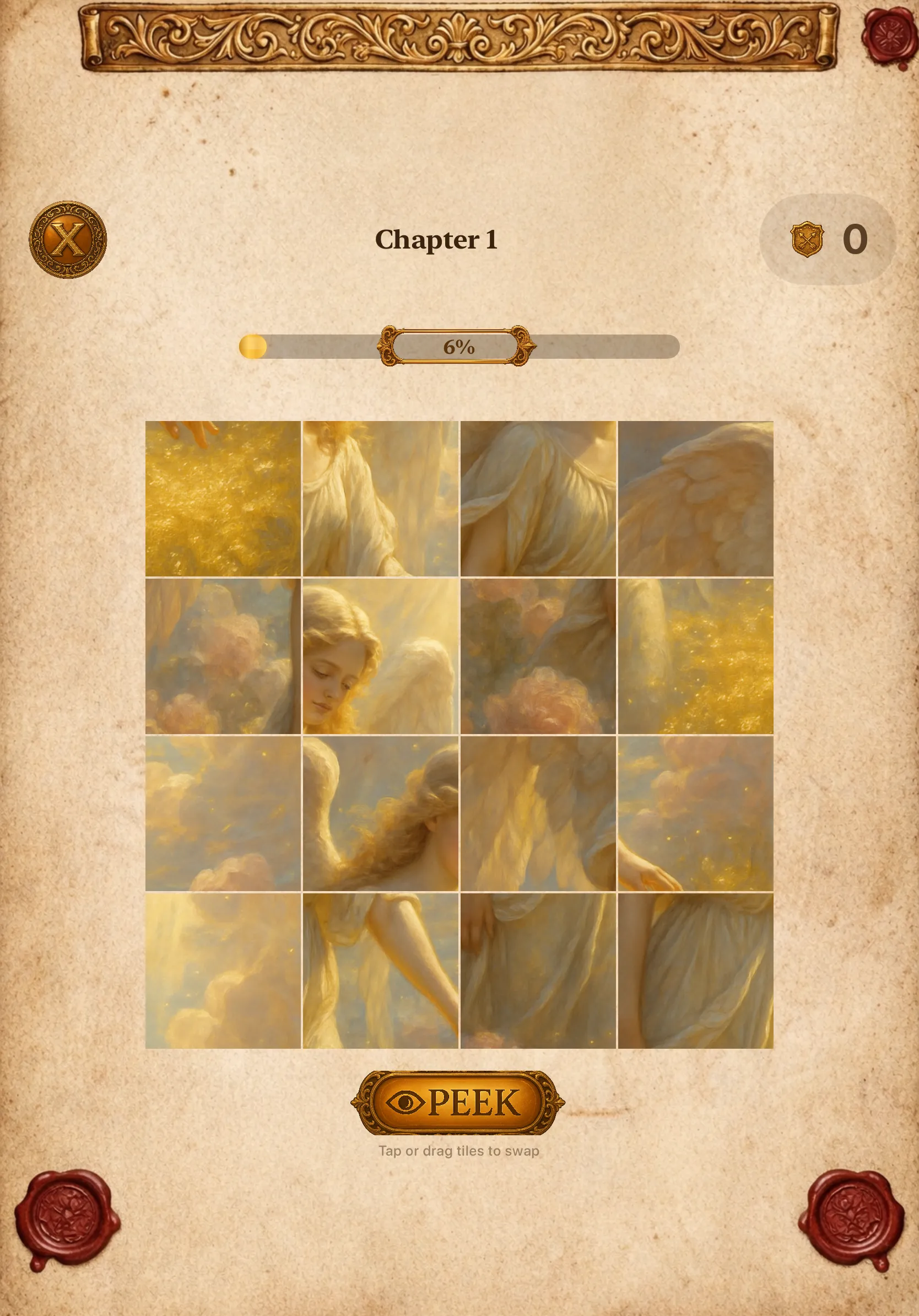 iPad Chapter 1 sliding picture puzzle